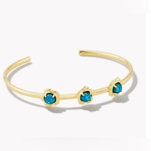 Pre-Loved Kendra Scott Susie Gold Cuff Bracelet in Marine Kyocera Opal!
